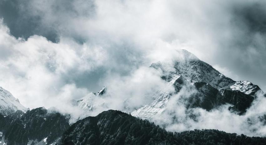 Snow Mountain in Clouds