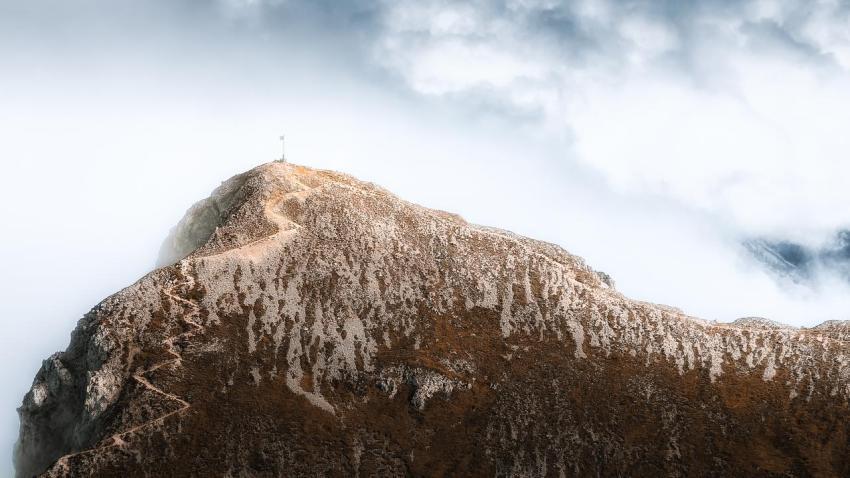 Mountain in clouds