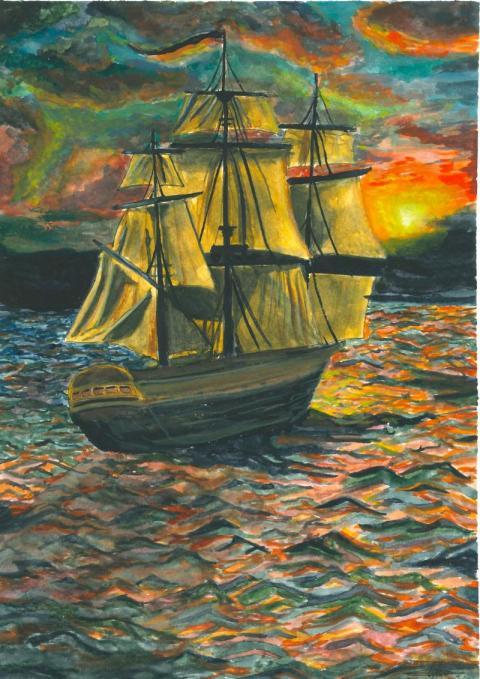 watercolor boat