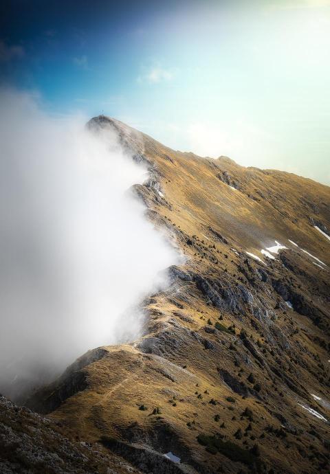 Mountain in clouds
